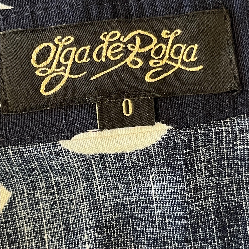 Olga de Polga Linen Blend Navy Polka Dot Shirt Dress - Size 0 (6-8) - Picture 2 of 9